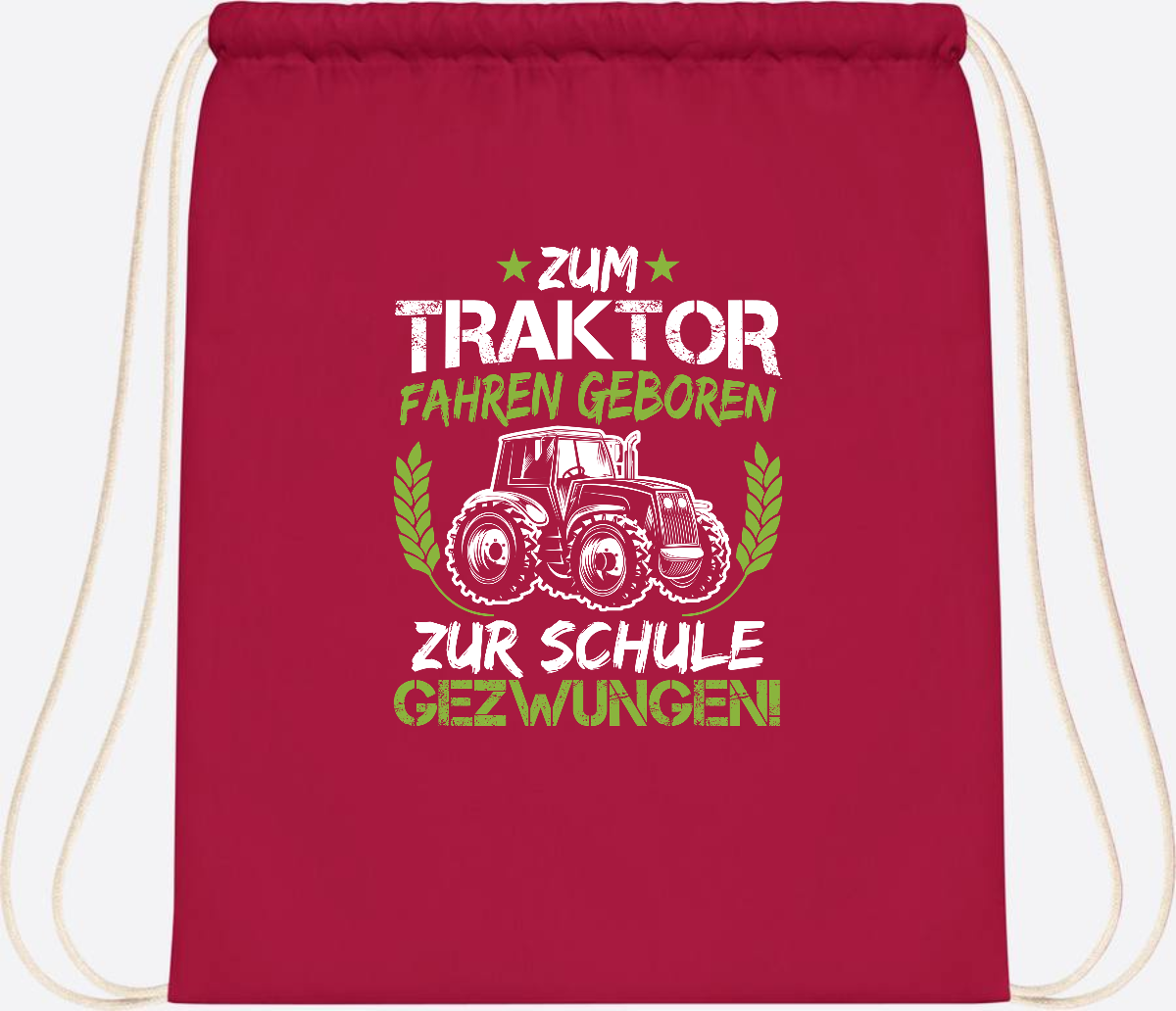 Turnbeutel Einschulung: Zum Traktor fahren geboren – mit Name - Classic Red