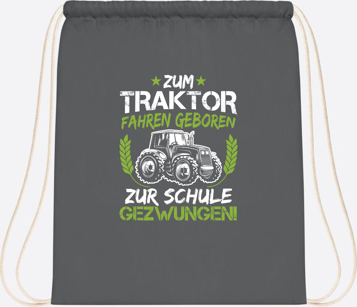 Turnbeutel Einschulung: Zum Traktor fahren geboren – mit Name - Graphite Grey