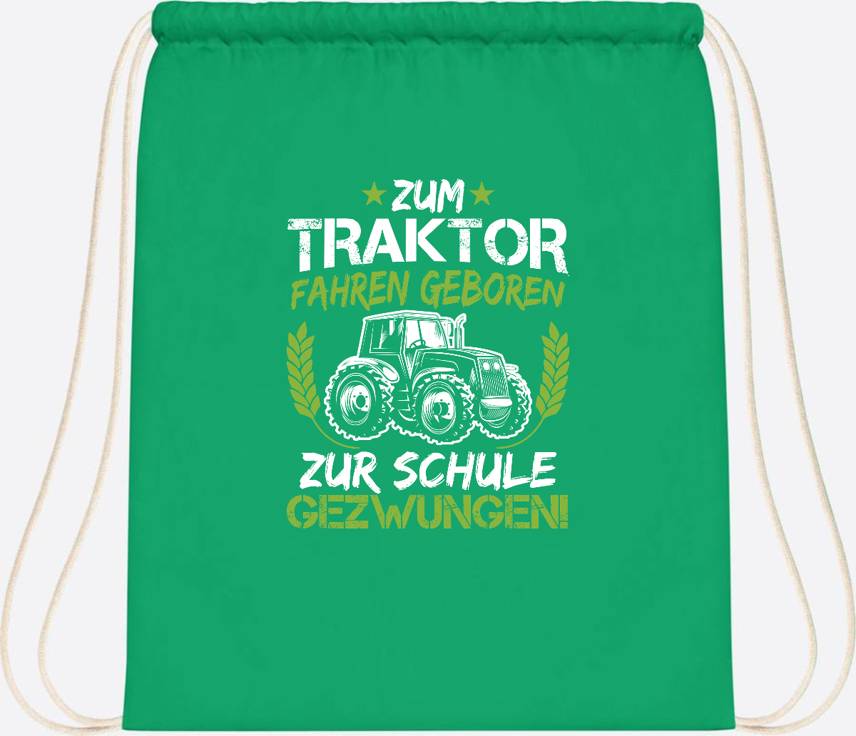 Turnbeutel Einschulung: Zum Traktor fahren geboren – mit Name - Kelly Green