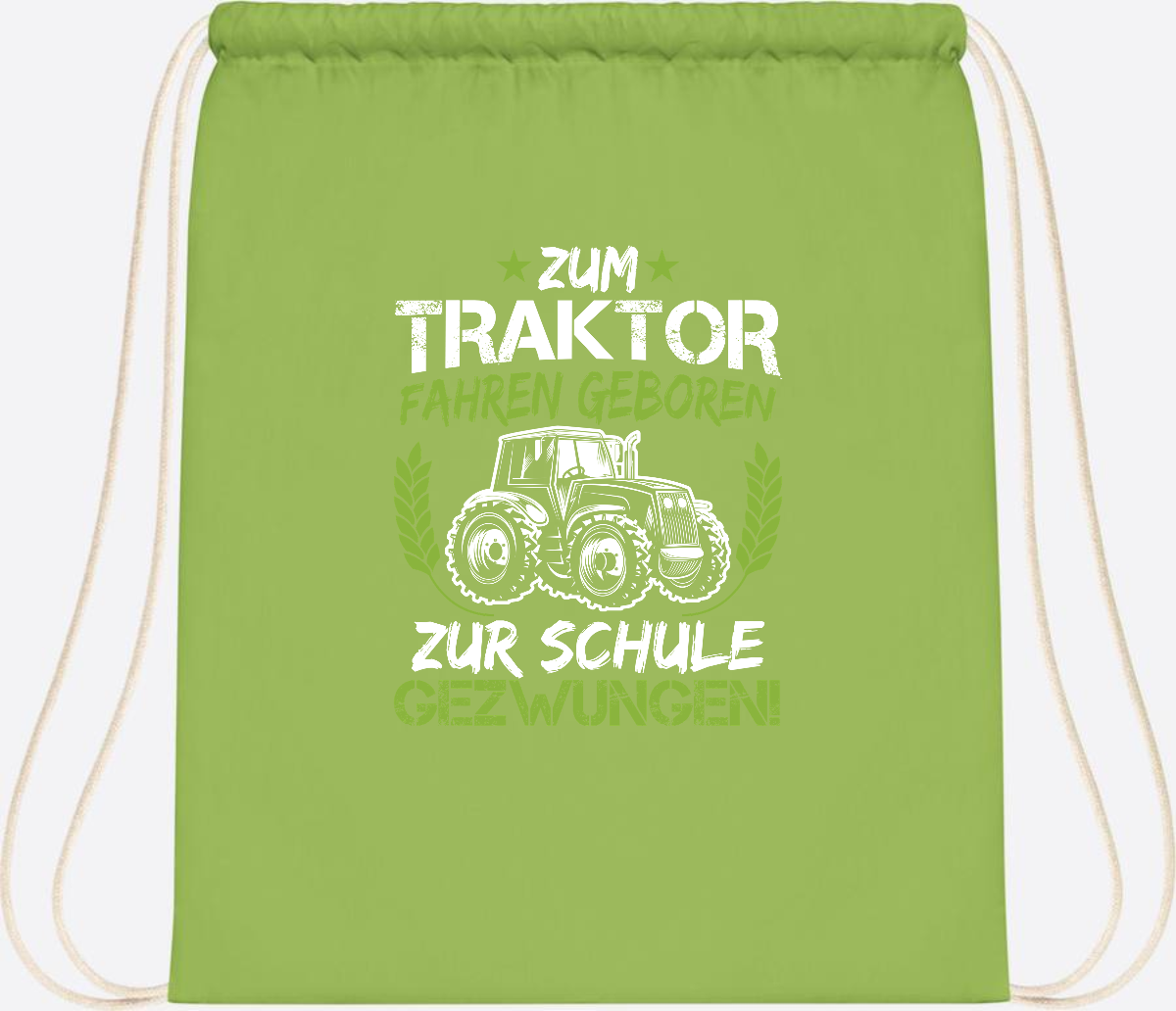 Turnbeutel Einschulung: Zum Traktor fahren geboren – mit Name - Lime Green