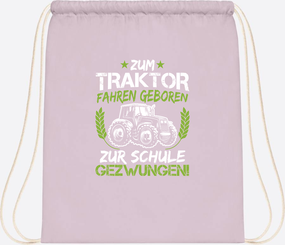 Turnbeutel Einschulung: Zum Traktor fahren geboren – mit Name - Pastel Pink/White