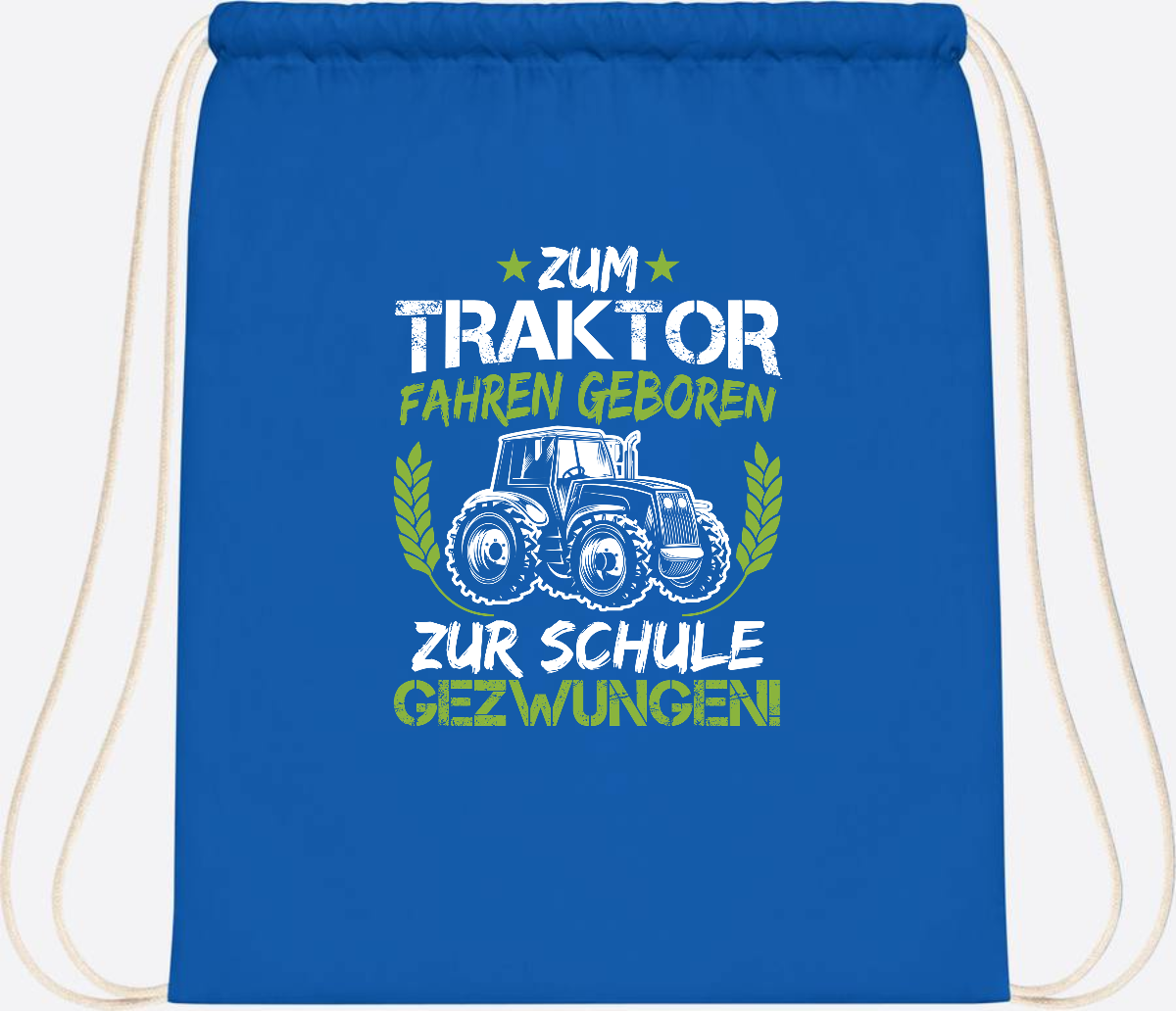Turnbeutel Einschulung: Zum Traktor fahren geboren – mit Name - Sapphire Blue