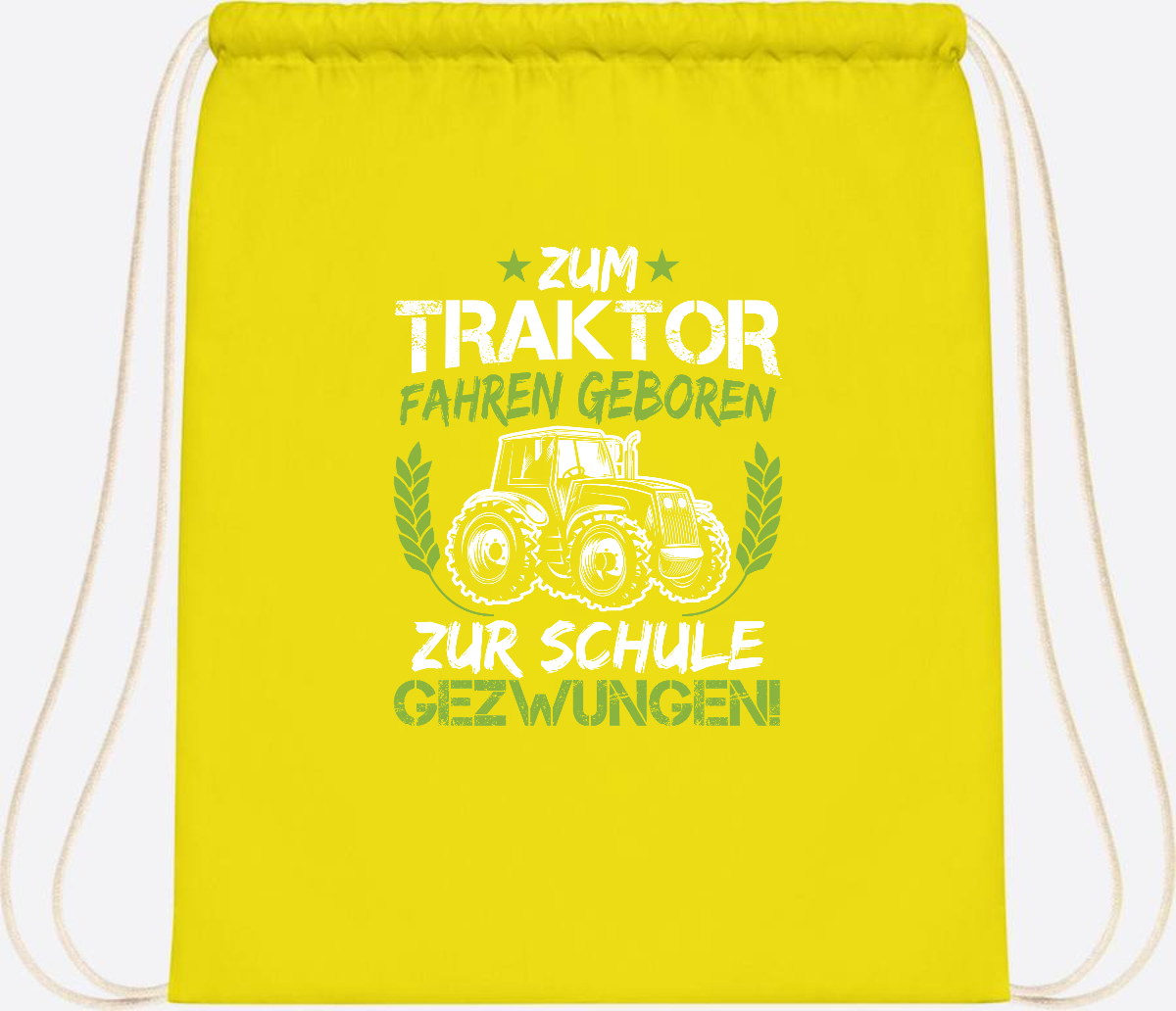 Turnbeutel Einschulung: Zum Traktor fahren geboren – mit Name - Yellow