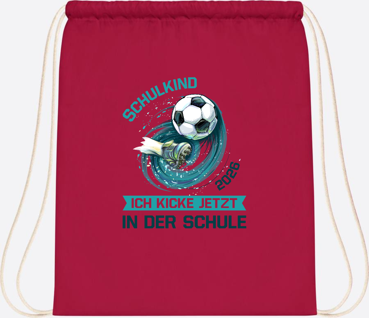 Turnbeutel Fußball Schulkind 2026 – Geschenk zur Einschulung - Classic Red