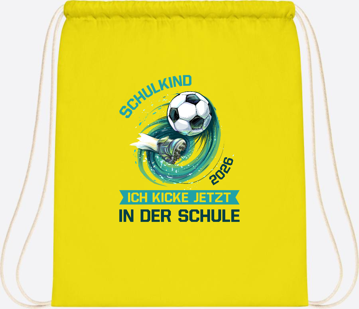 Turnbeutel Fußball Schulkind 2026 – Geschenk zur Einschulung - Yellow