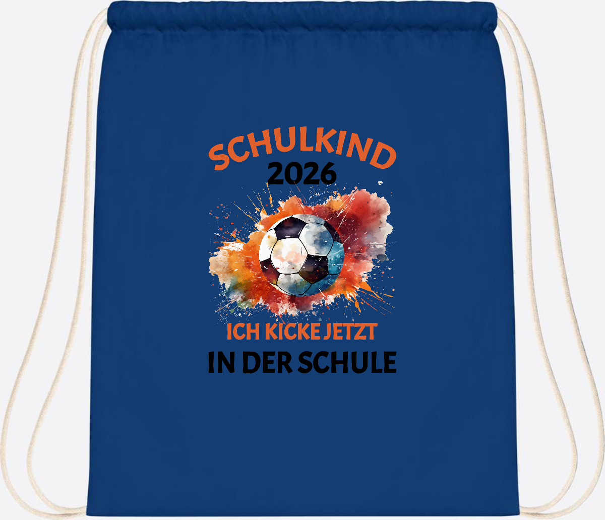 Turnbeutel Fußball Schulkind 2026 - Ich kicke in der Schule - Bright Royal