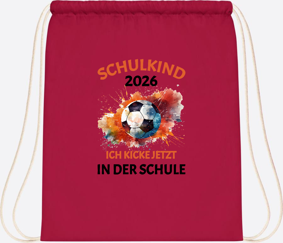 Turnbeutel Fußball Schulkind 2026 - Ich kicke in der Schule - Classic Red