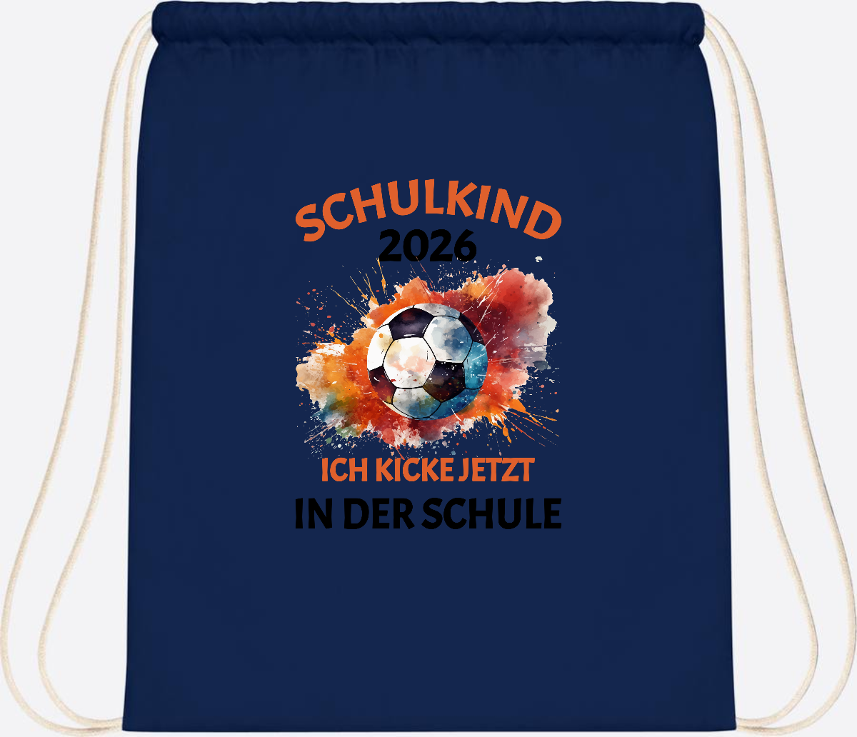 Turnbeutel Fußball Schulkind 2026 - Ich kicke in der Schule - French Navy