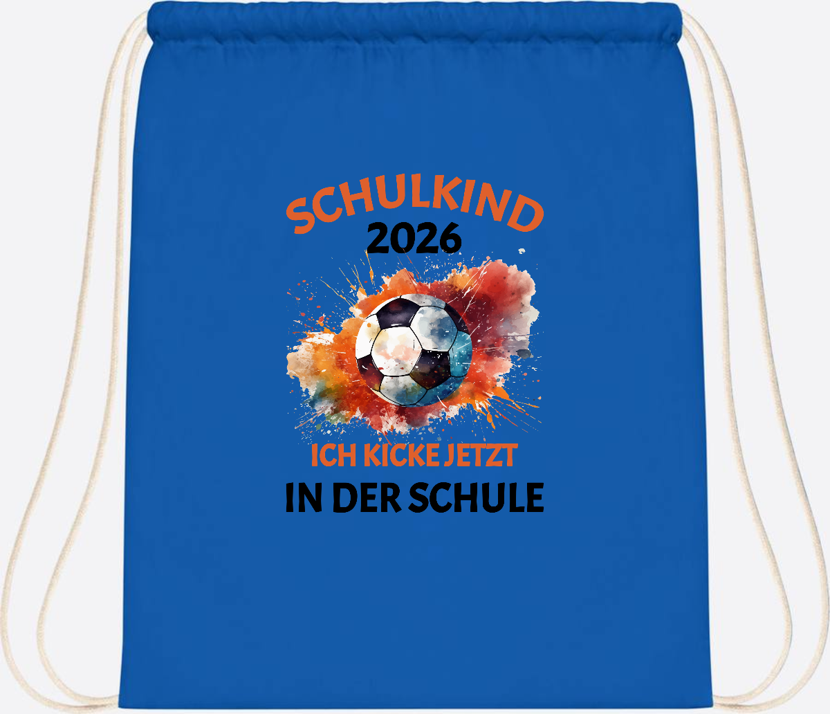 Turnbeutel Fußball Schulkind 2026 - Ich kicke in der Schule - Sapphire Blue