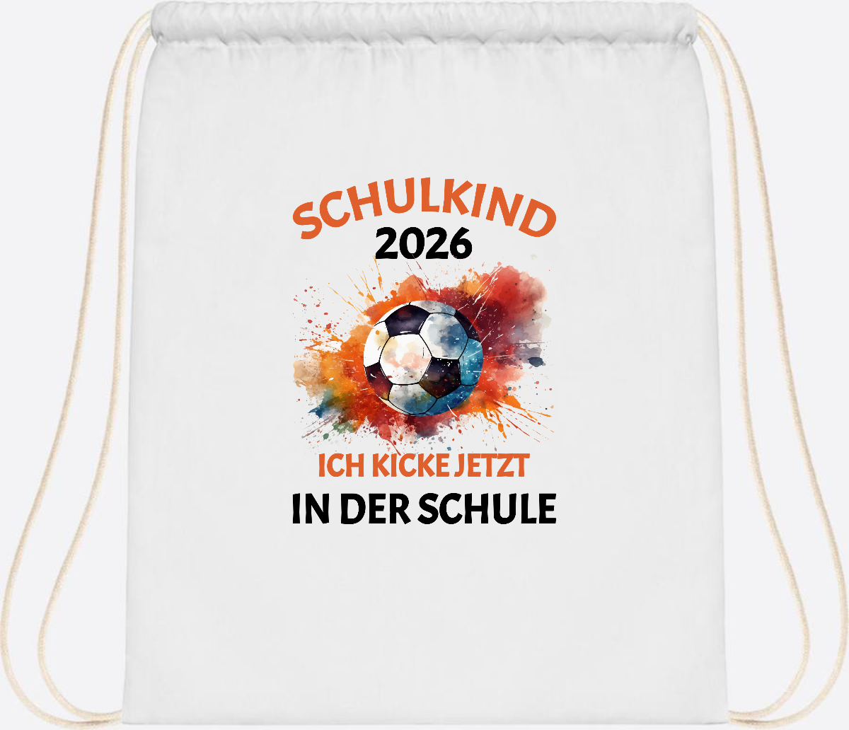 Turnbeutel Fußball Schulkind 2026 - Ich kicke in der Schule - White