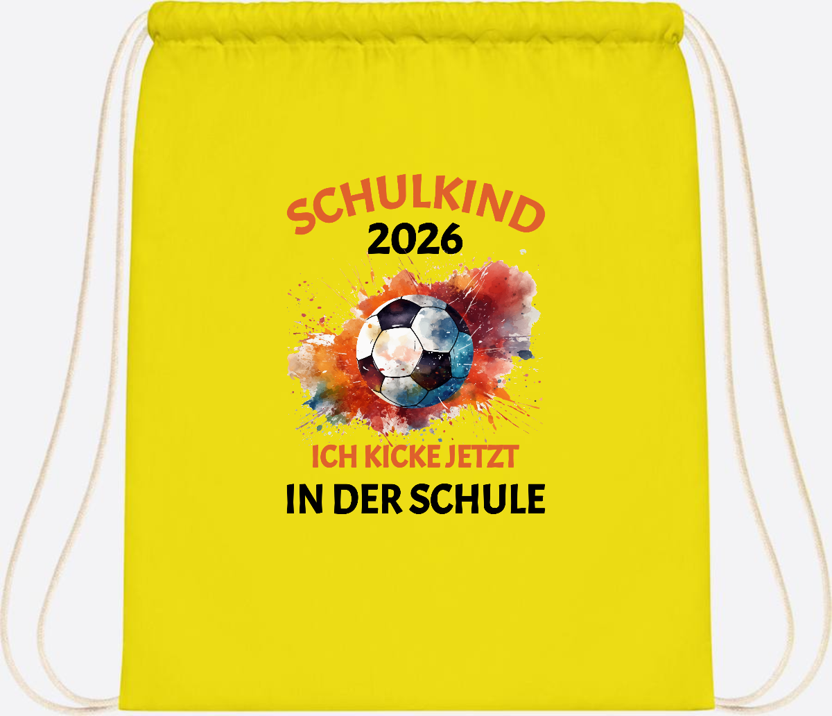 Turnbeutel Fußball Schulkind 2026 - Ich kicke in der Schule - Yellow