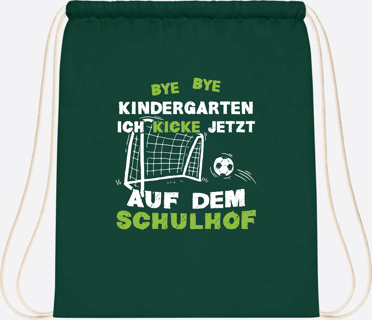 Turnbeutel Fußball zur Einschulung – Bye Bye Kindergarten - Bottle Green