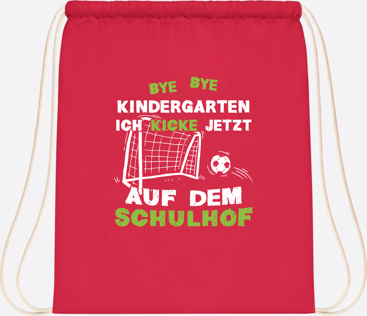 Turnbeutel Fußball zur Einschulung – Bye Bye Kindergarten - Bright Red