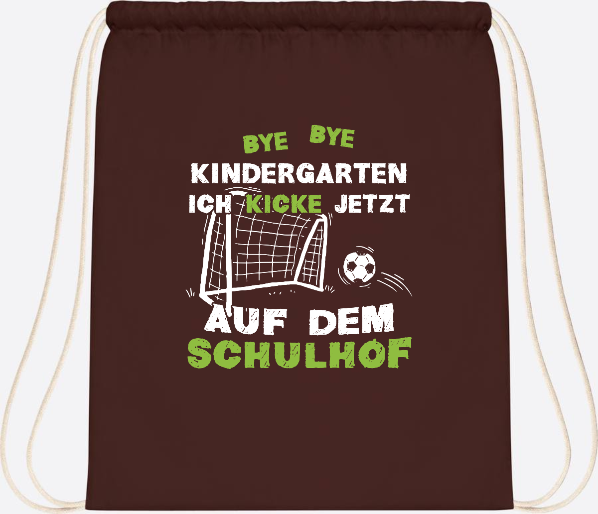 Turnbeutel Fußball zur Einschulung – Bye Bye Kindergarten - Chocolate