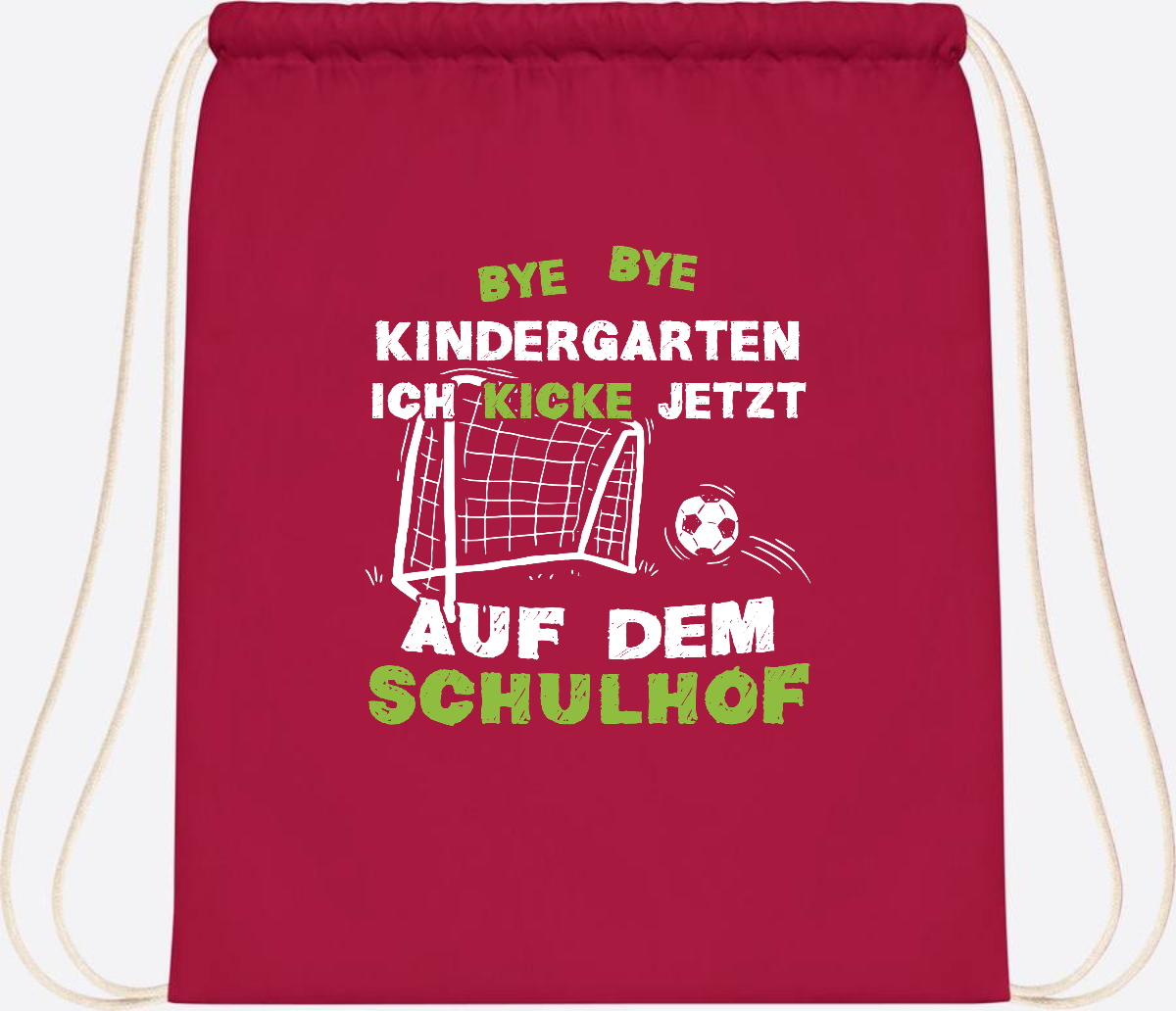 Turnbeutel Fußball zur Einschulung – Bye Bye Kindergarten - Classic Red