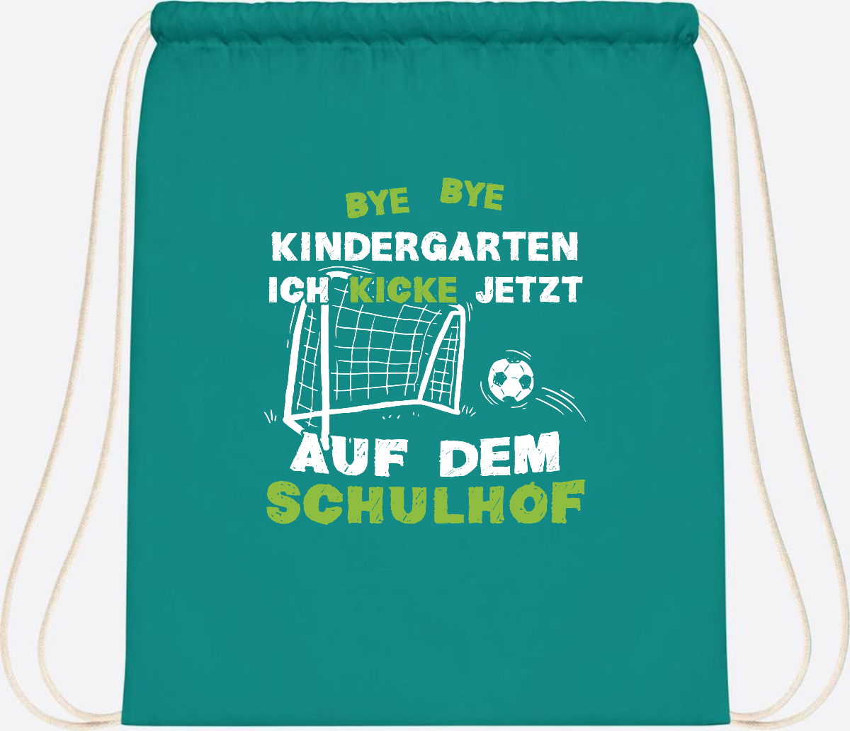 Turnbeutel Fußball zur Einschulung – Bye Bye Kindergarten - Emerald