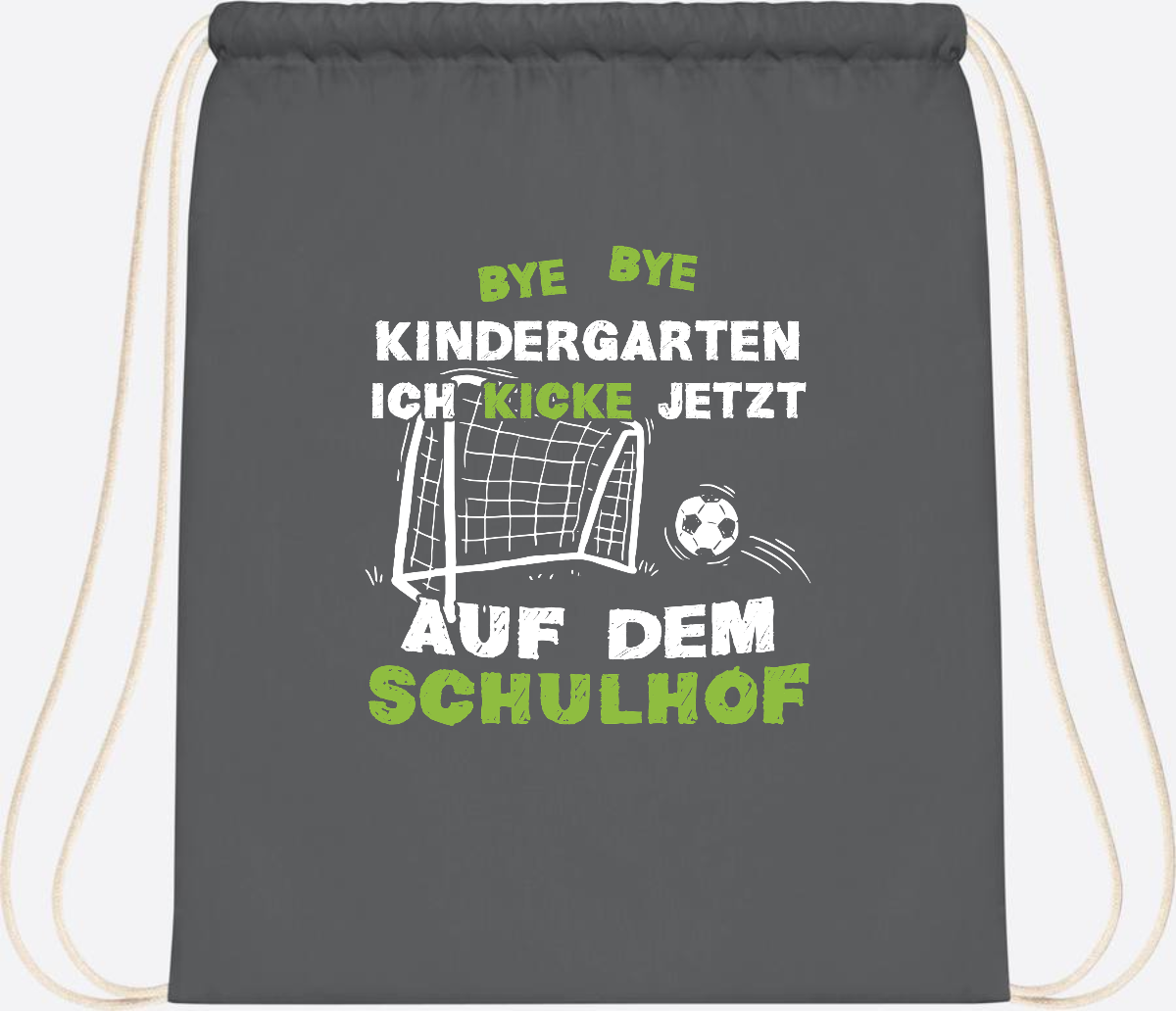 Turnbeutel Fußball zur Einschulung – Bye Bye Kindergarten - Graphite Grey