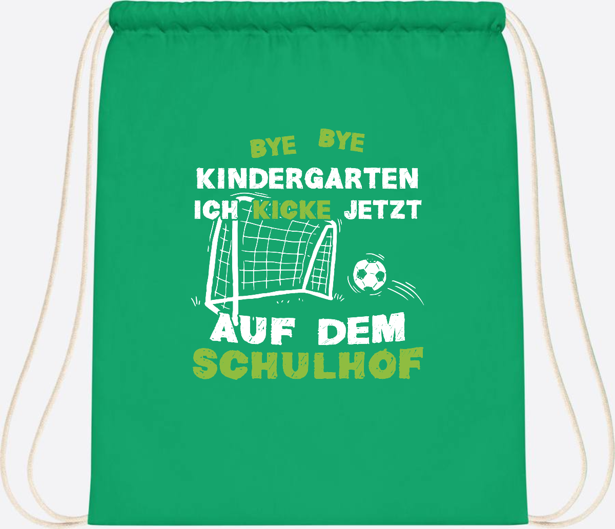 Turnbeutel Fußball zur Einschulung – Bye Bye Kindergarten - Kelly Green