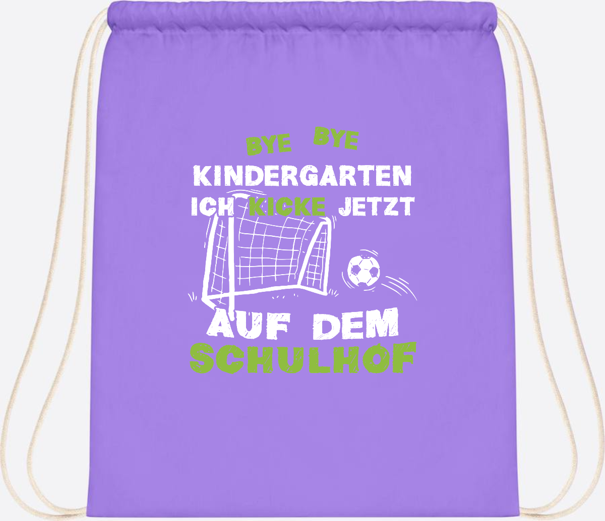 Turnbeutel Fußball zur Einschulung – Bye Bye Kindergarten - Lavender/White