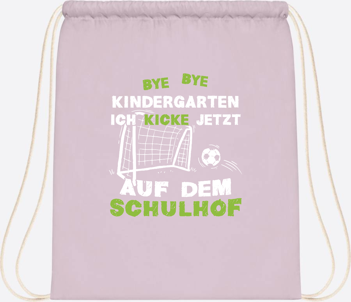 Turnbeutel Fußball zur Einschulung – Bye Bye Kindergarten - Pastel Pink/White