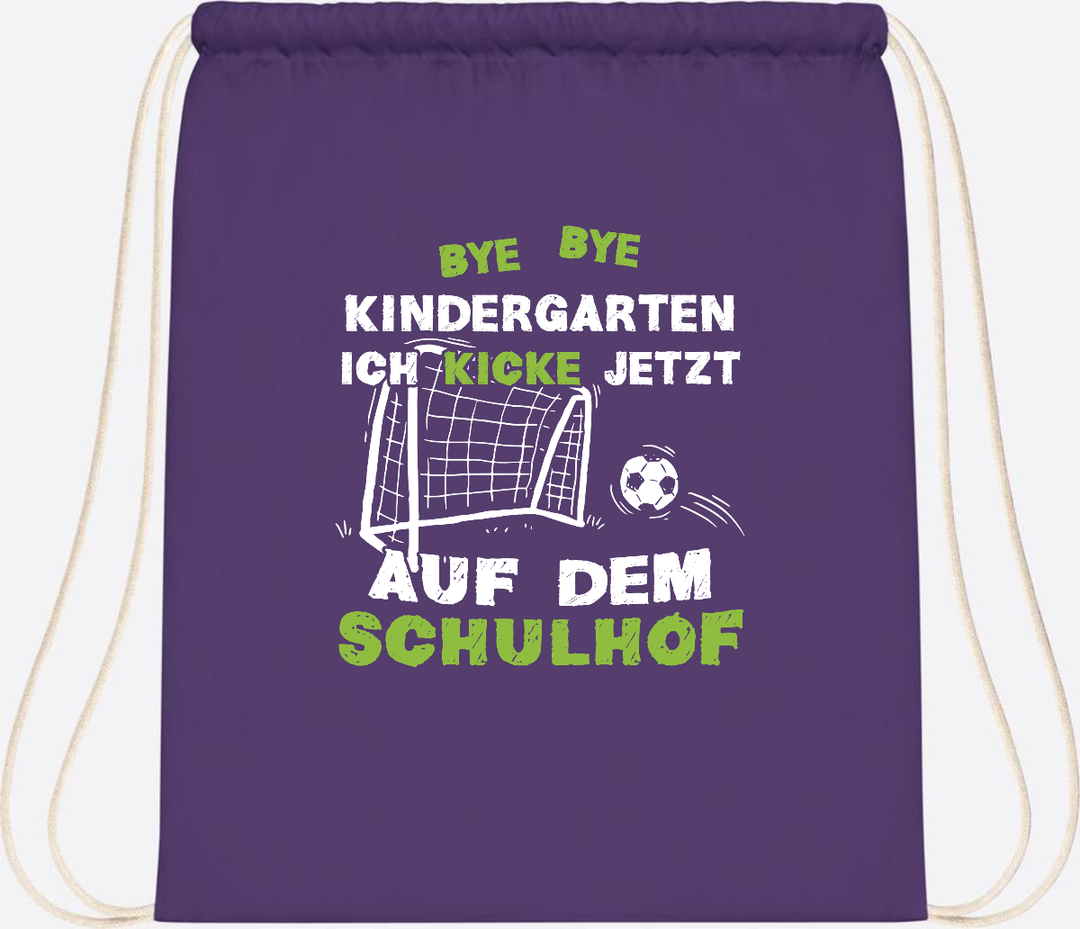 Turnbeutel Fußball zur Einschulung – Bye Bye Kindergarten - Purple
