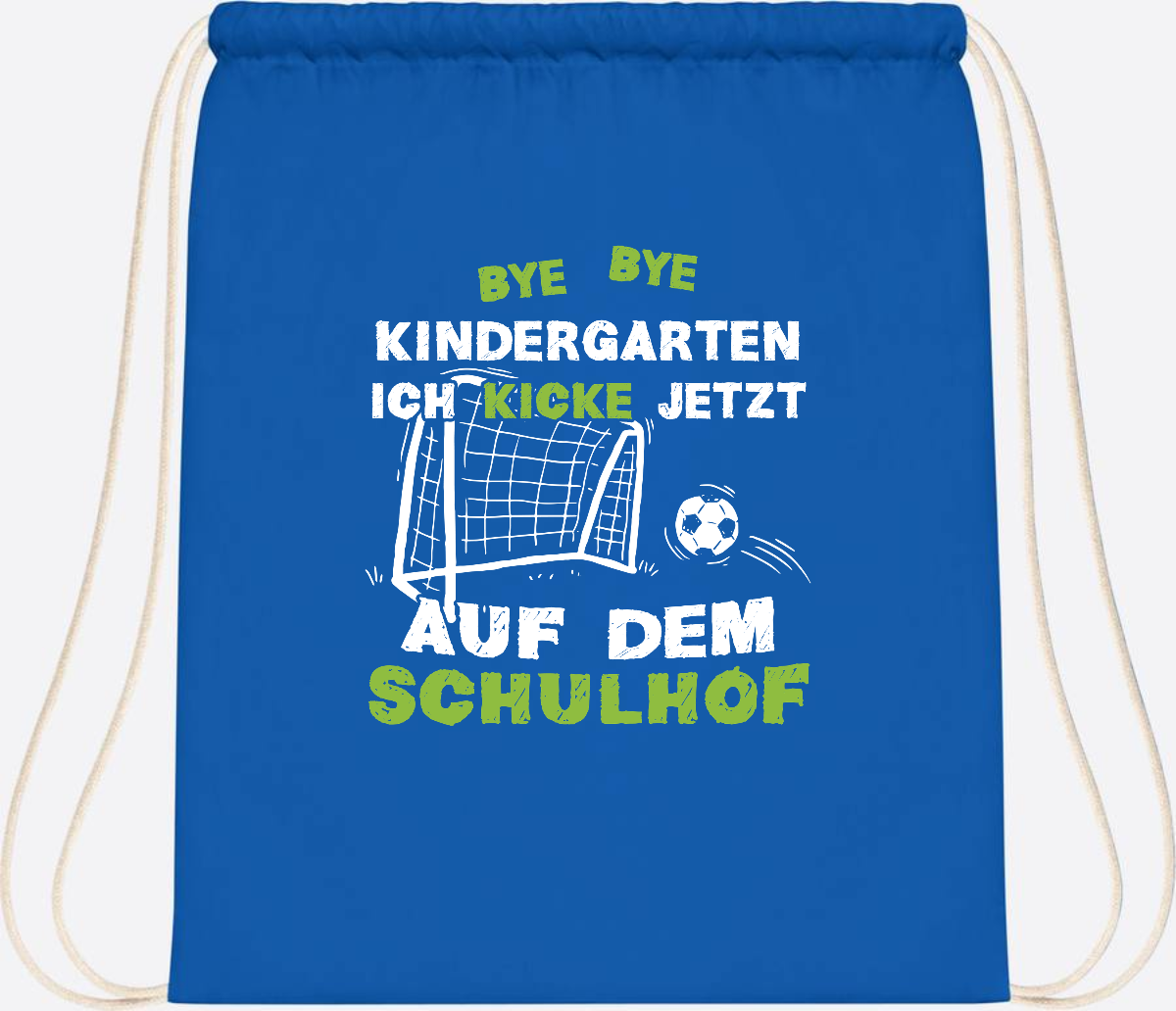 Turnbeutel Fußball zur Einschulung – Bye Bye Kindergarten - Sapphire Blue