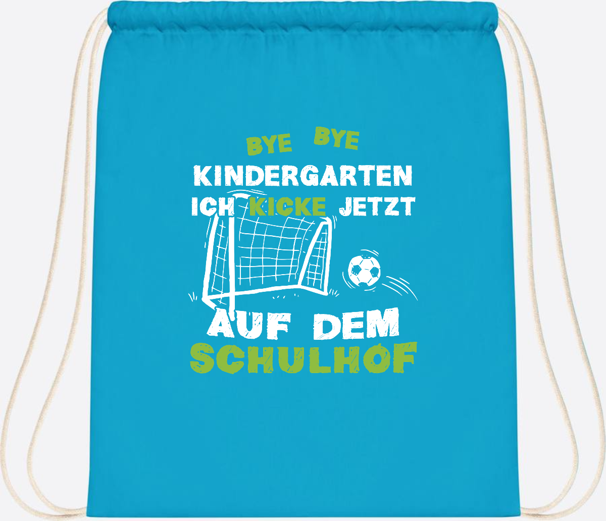 Turnbeutel Fußball zur Einschulung – Bye Bye Kindergarten - Surf Blue