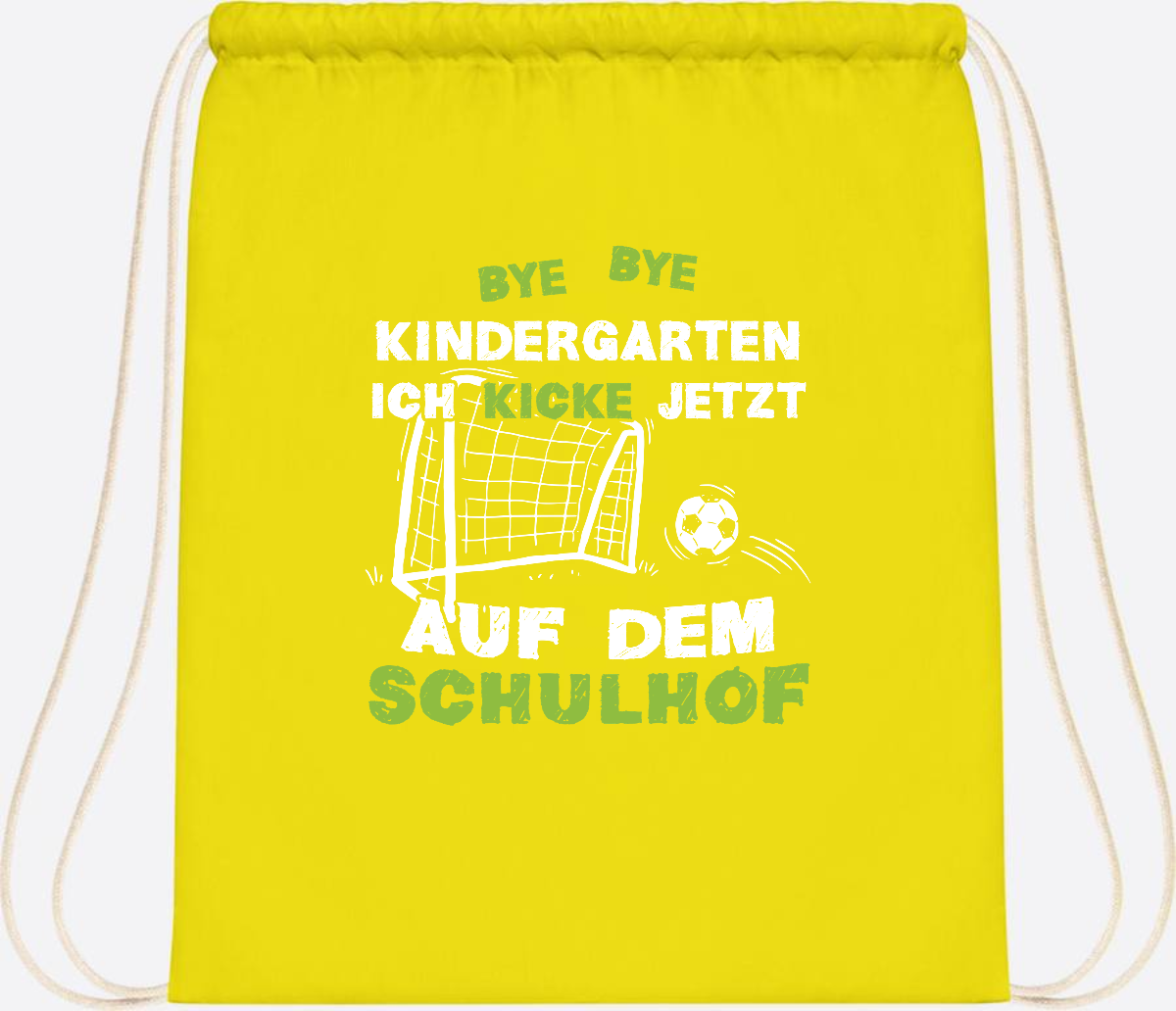 Turnbeutel Fußball zur Einschulung – Bye Bye Kindergarten - Yellow