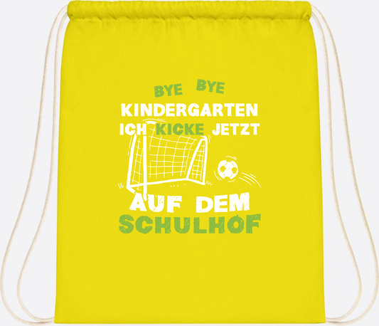 Turnbeutel Fußball zur Einschulung – Bye Bye Kindergarten - Yellow
