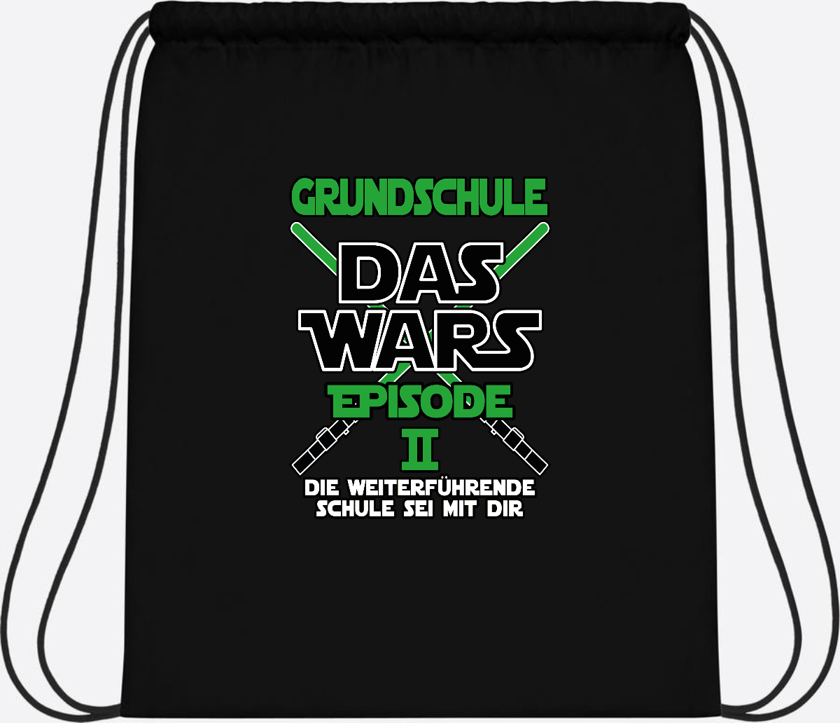 Turnbeutel Grundschule Das Wars Episode 2 – Personalisiert - Black/Black