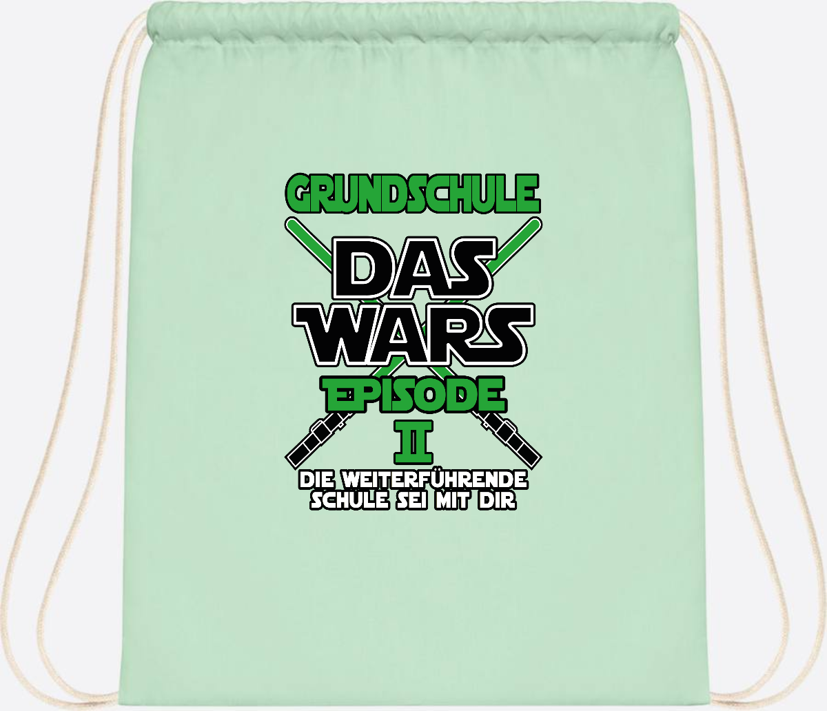 Turnbeutel Grundschule Das Wars Episode 2 – Personalisiert - Pastel Mint/White