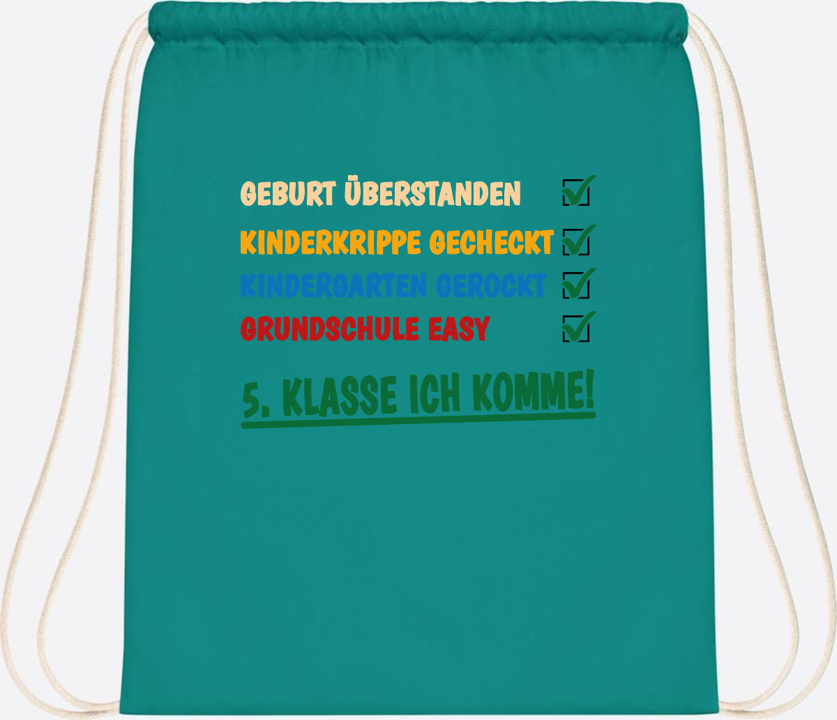 Turnbeutel Grundschule überstanden - 5. Klasse ich komme! - Emerald