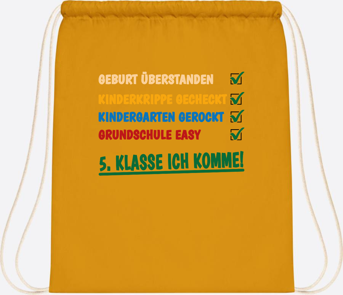 Turnbeutel Grundschule überstanden - 5. Klasse ich komme! - Mustard