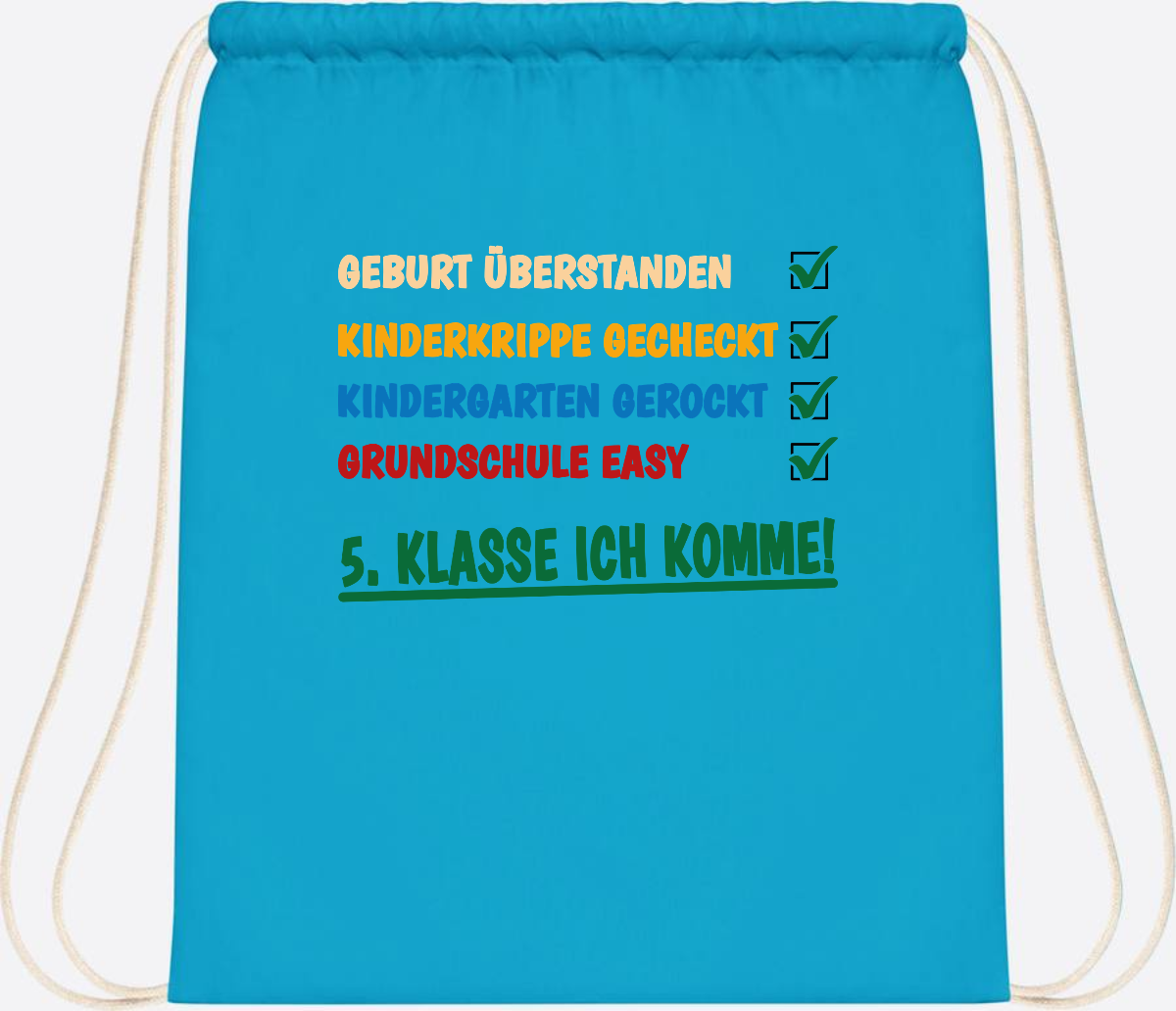 Turnbeutel Grundschule überstanden - 5. Klasse ich komme! - Surf Blue