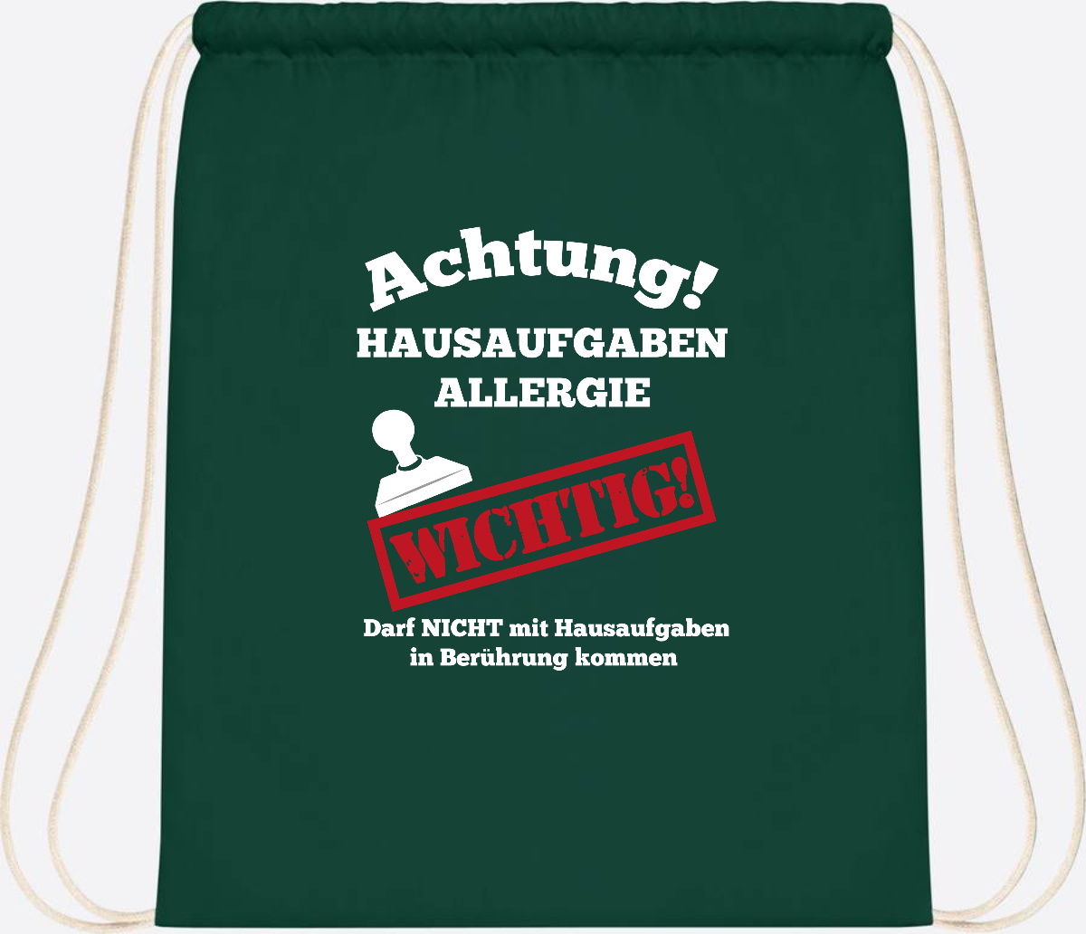 Turnbeutel Hausaufgaben-Allergie mit Name zur Einschulung - Bottle Green