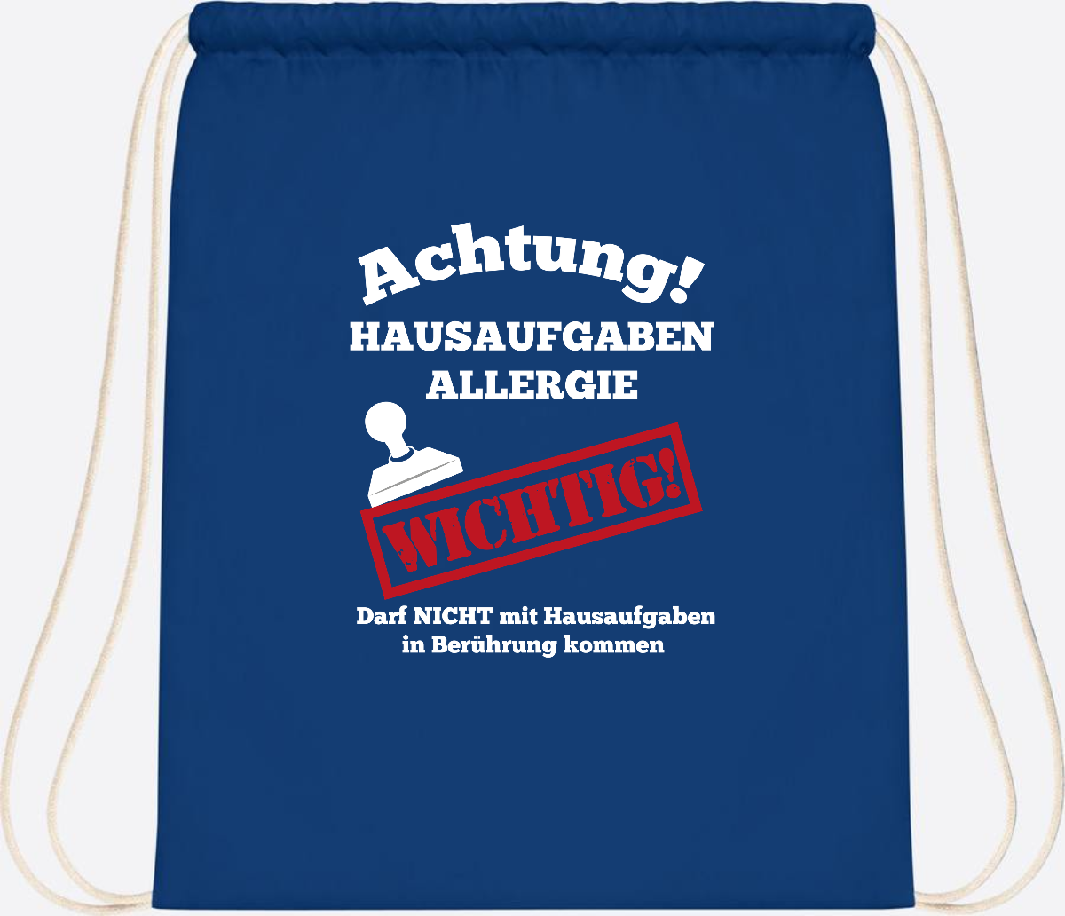 Turnbeutel Hausaufgaben-Allergie mit Name zur Einschulung - Bright Royal