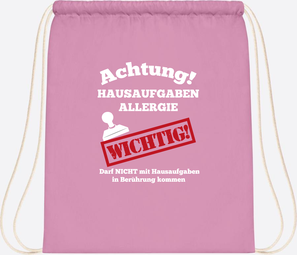 Turnbeutel Hausaufgaben-Allergie mit Name zur Einschulung - Classic Pink/White