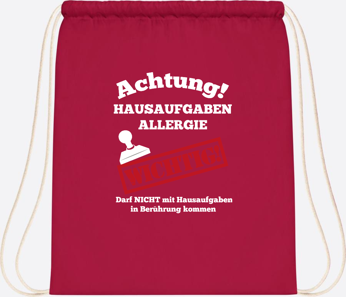 Turnbeutel Hausaufgaben-Allergie mit Name zur Einschulung - Classic Red