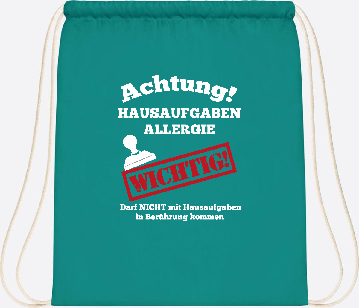 Turnbeutel Hausaufgaben-Allergie mit Name zur Einschulung - Emerald