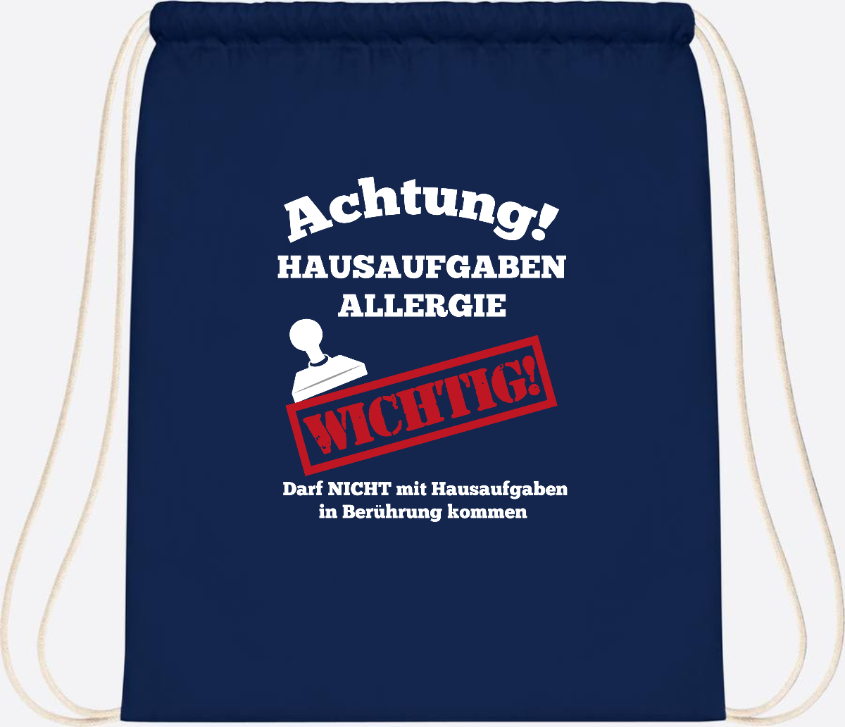 Turnbeutel Hausaufgaben-Allergie mit Name zur Einschulung - French Navy