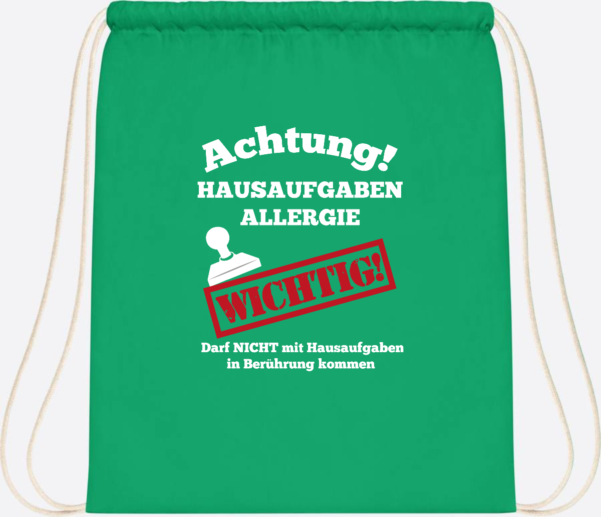 Turnbeutel Hausaufgaben-Allergie mit Name zur Einschulung - Kelly Green