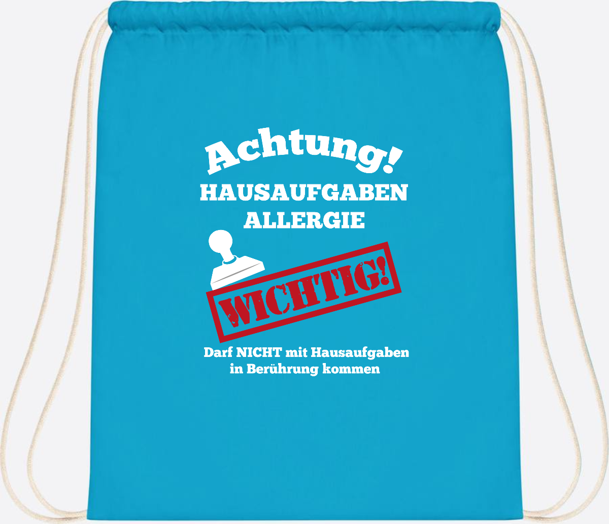 Turnbeutel Hausaufgaben-Allergie mit Name zur Einschulung - Surf Blue