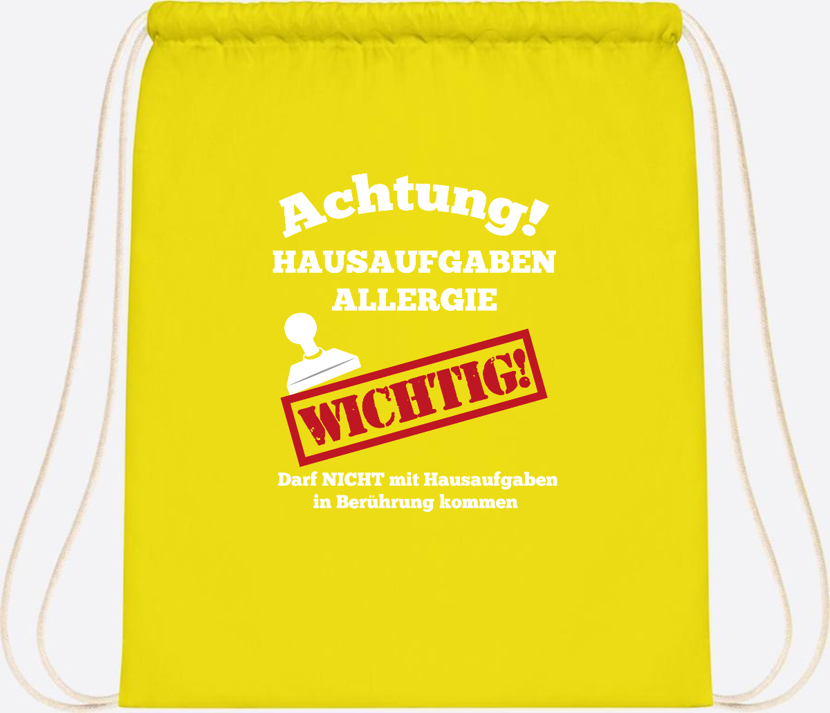 Turnbeutel Hausaufgaben-Allergie mit Name zur Einschulung - Yellow