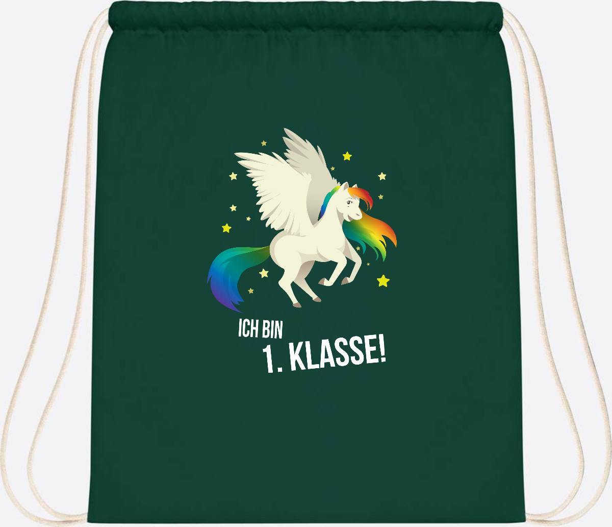 Turnbeutel "Ich bin 1. Klasse" mit Name – Geschenk zur Einschulung - Bottle Green