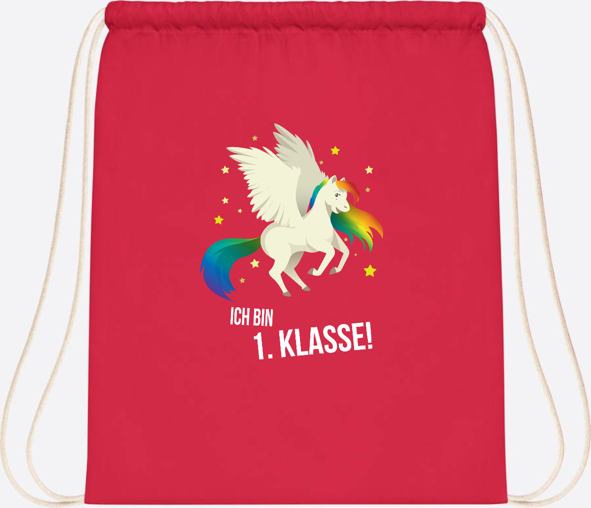 Turnbeutel "Ich bin 1. Klasse" mit Name – Geschenk zur Einschulung - Bright Red