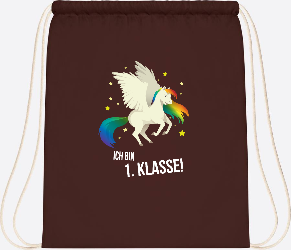 Turnbeutel "Ich bin 1. Klasse" mit Name – Geschenk zur Einschulung - Chocolate