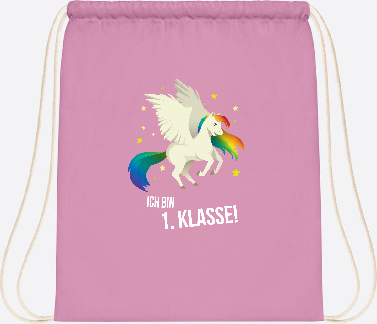 Turnbeutel "Ich bin 1. Klasse" mit Name – Geschenk zur Einschulung - Classic Pink/White