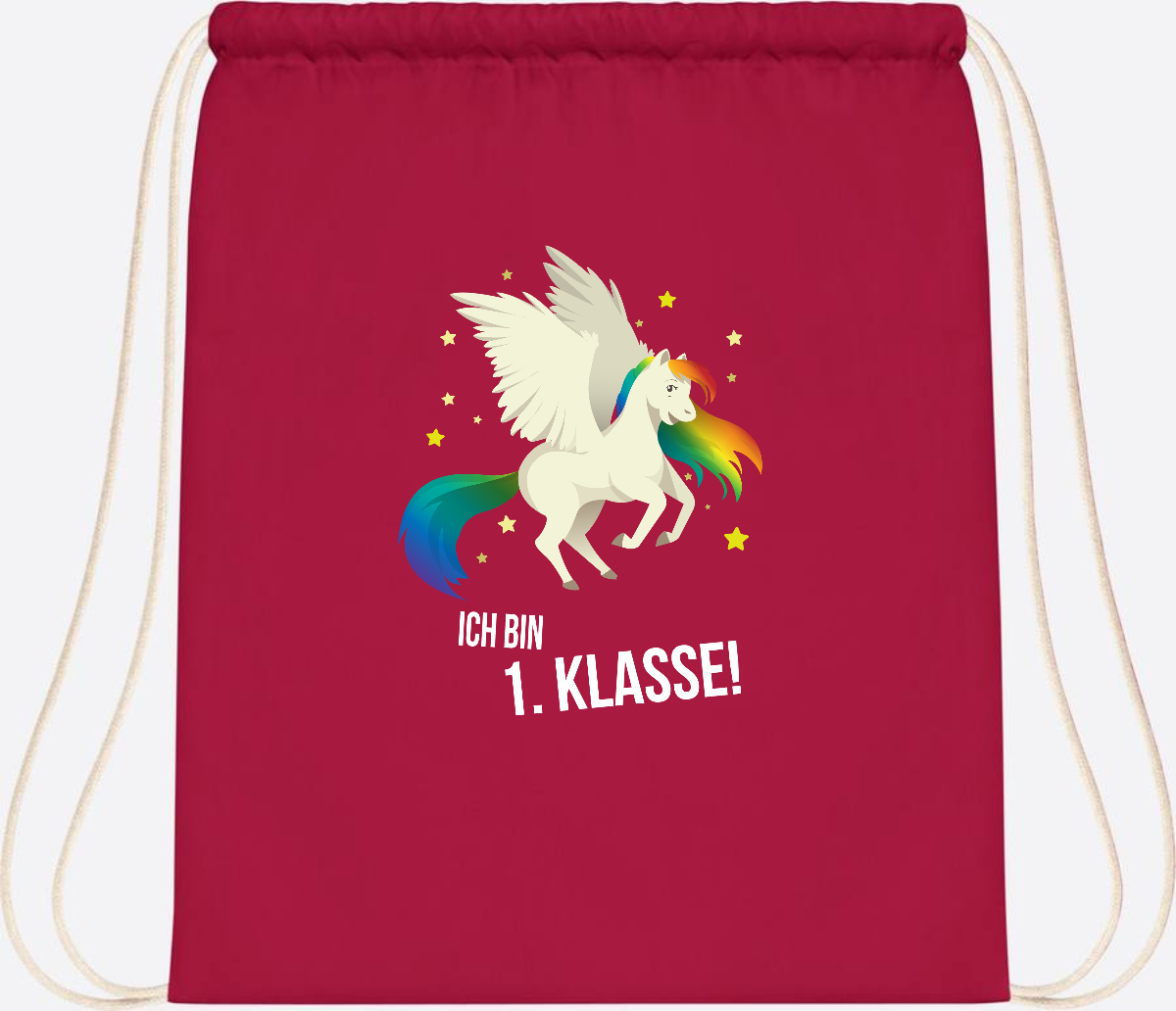 Turnbeutel "Ich bin 1. Klasse" mit Name – Geschenk zur Einschulung - Classic Red