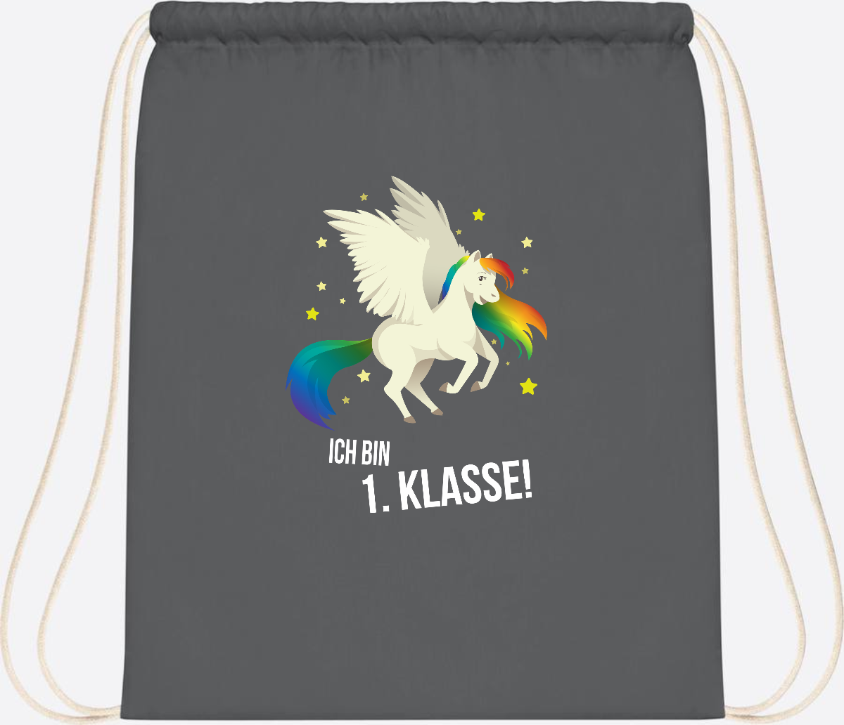 Turnbeutel "Ich bin 1. Klasse" mit Name – Geschenk zur Einschulung - Graphite Grey
