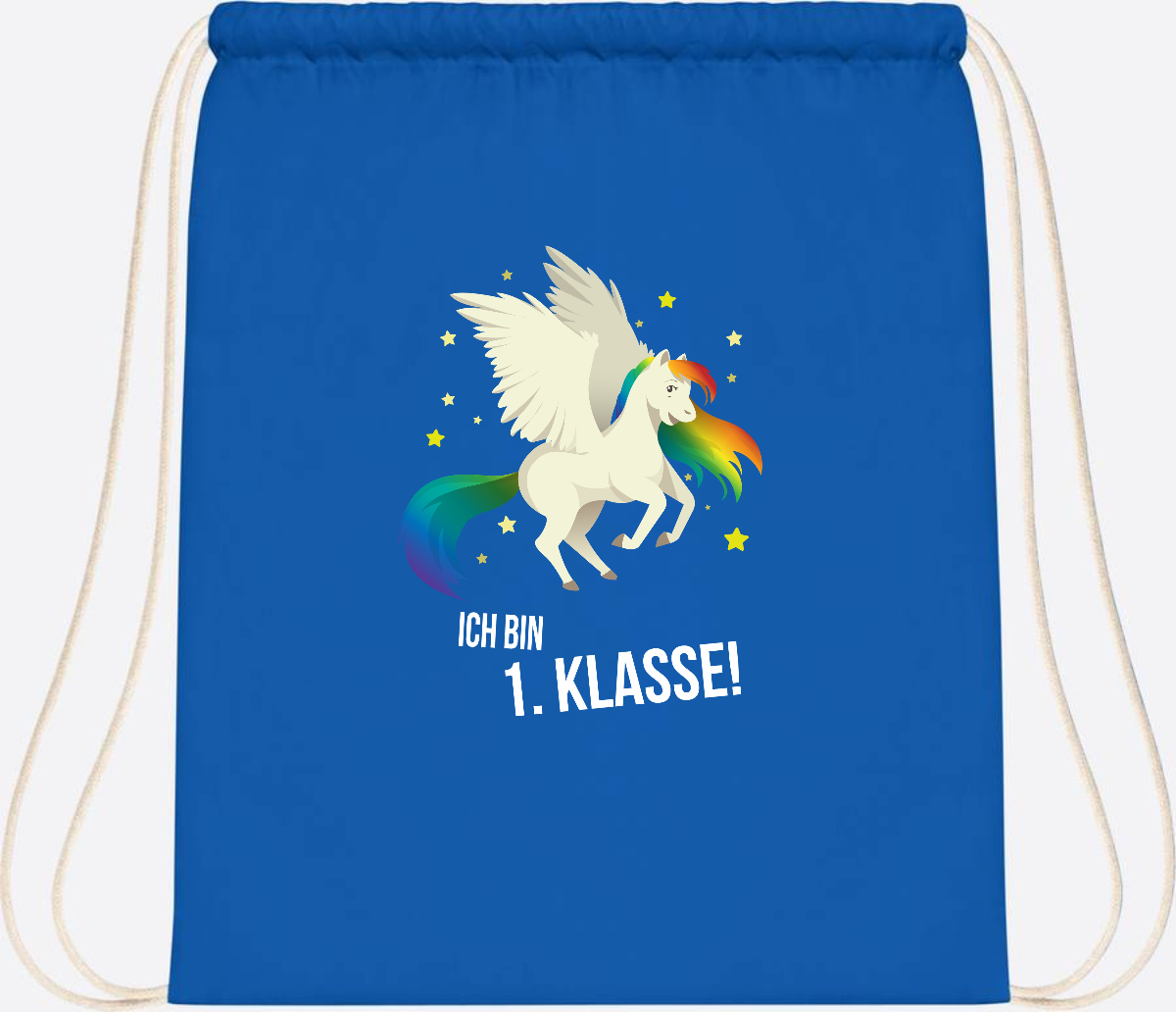 Turnbeutel "Ich bin 1. Klasse" mit Name – Geschenk zur Einschulung - Sapphire Blue